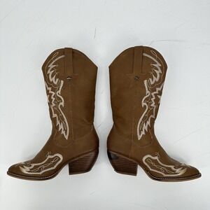 ARider Girl Brown Western Cowboy Boots Womens 5.5 Pull On Southwestern Cowgirl